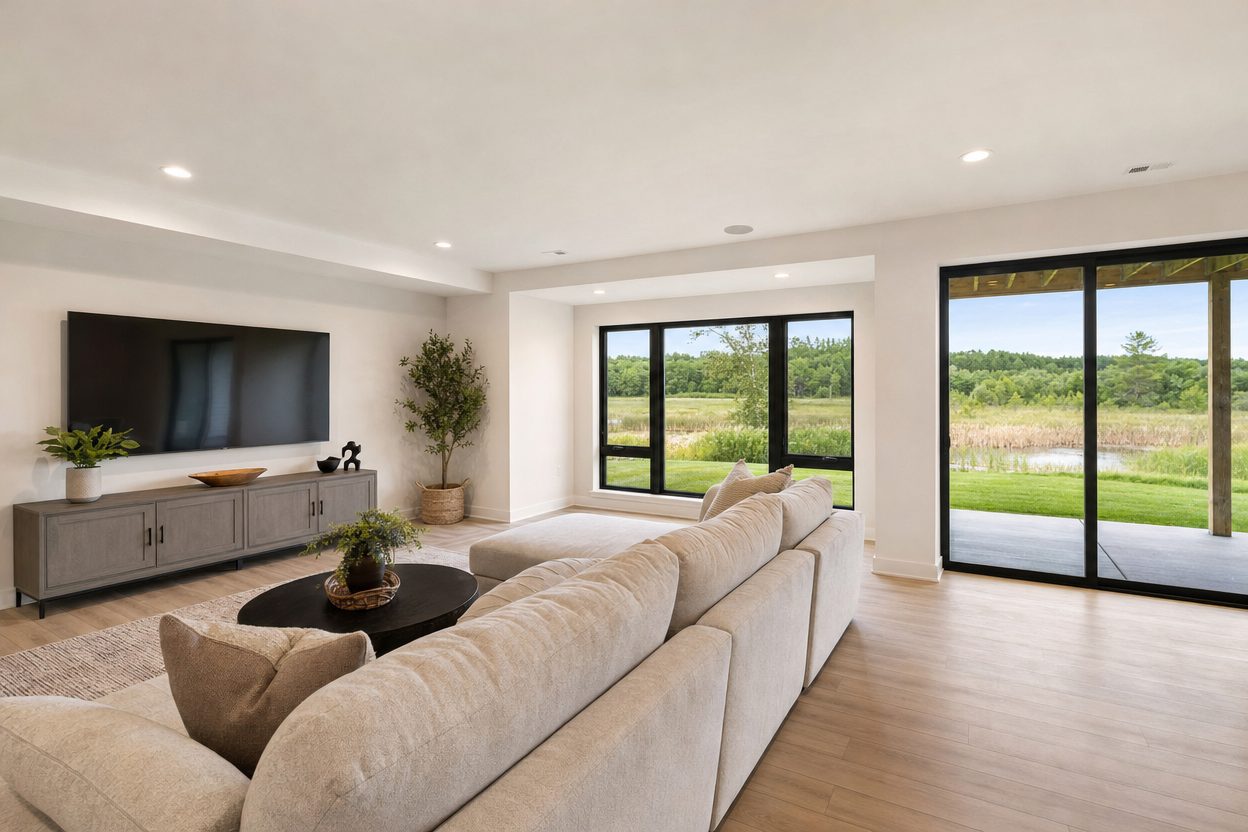 Lower level family room (AI-generated sample)