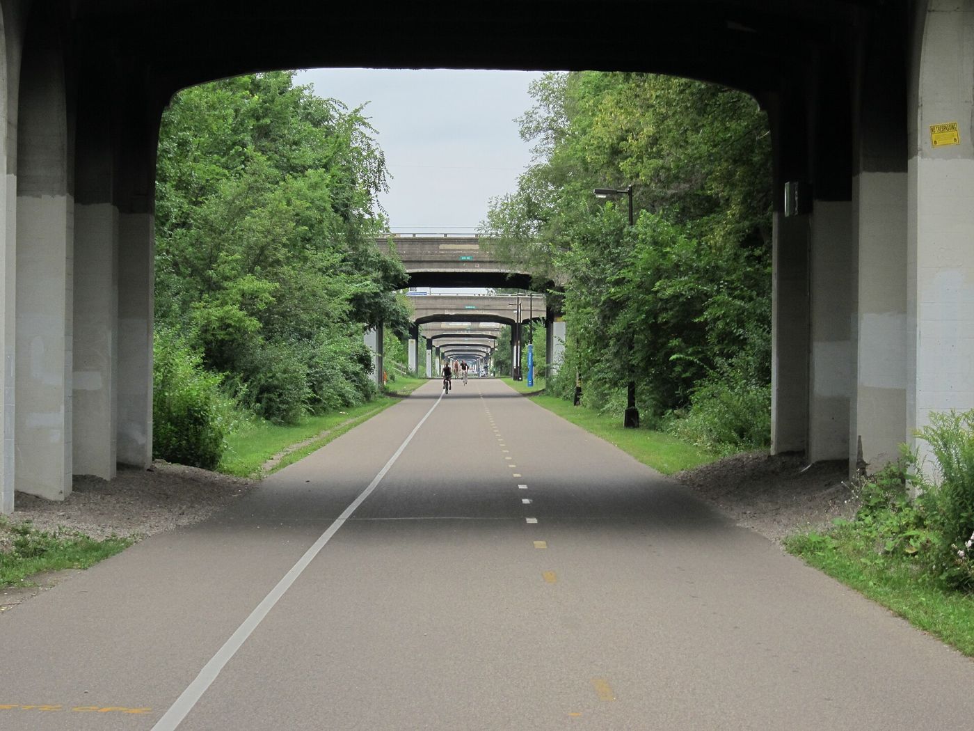 Midtown Greenway trail passing under a bridge